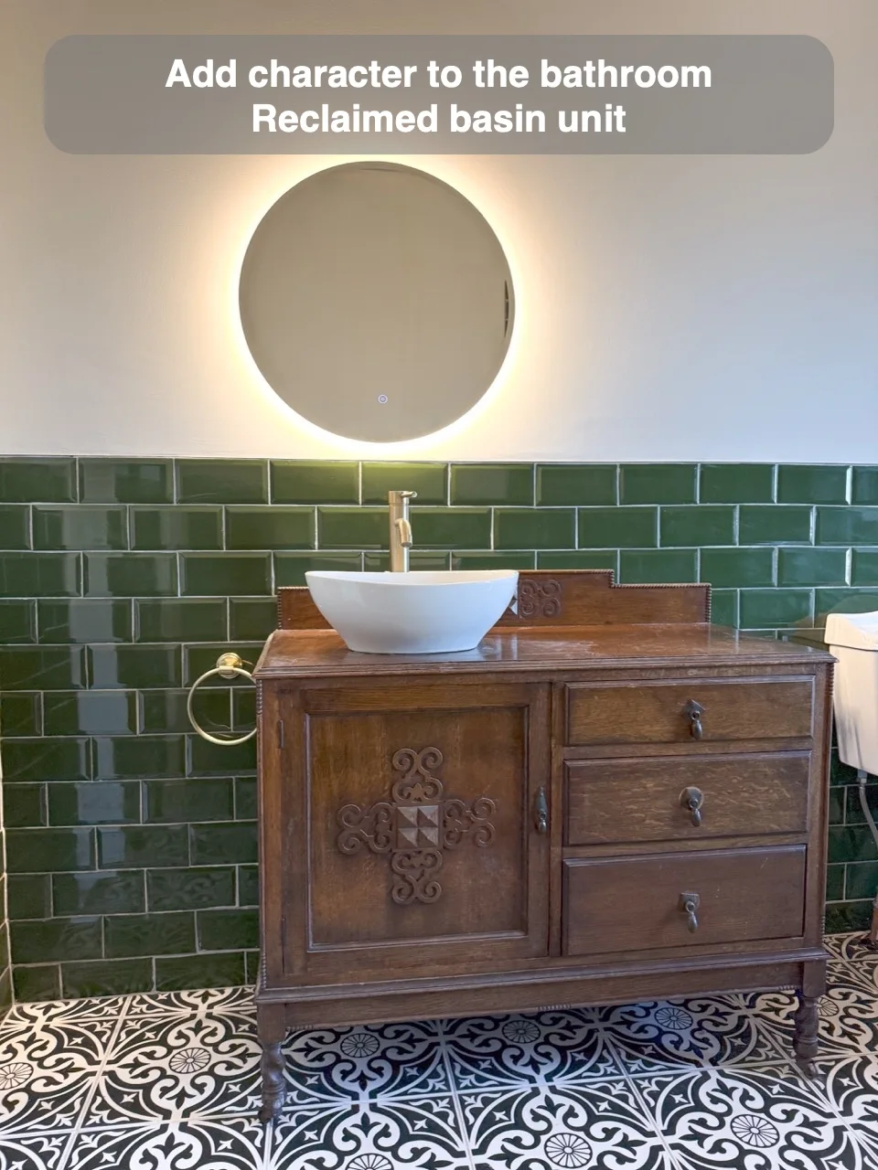 Add character to the bathroom — Reclaimed basin unit