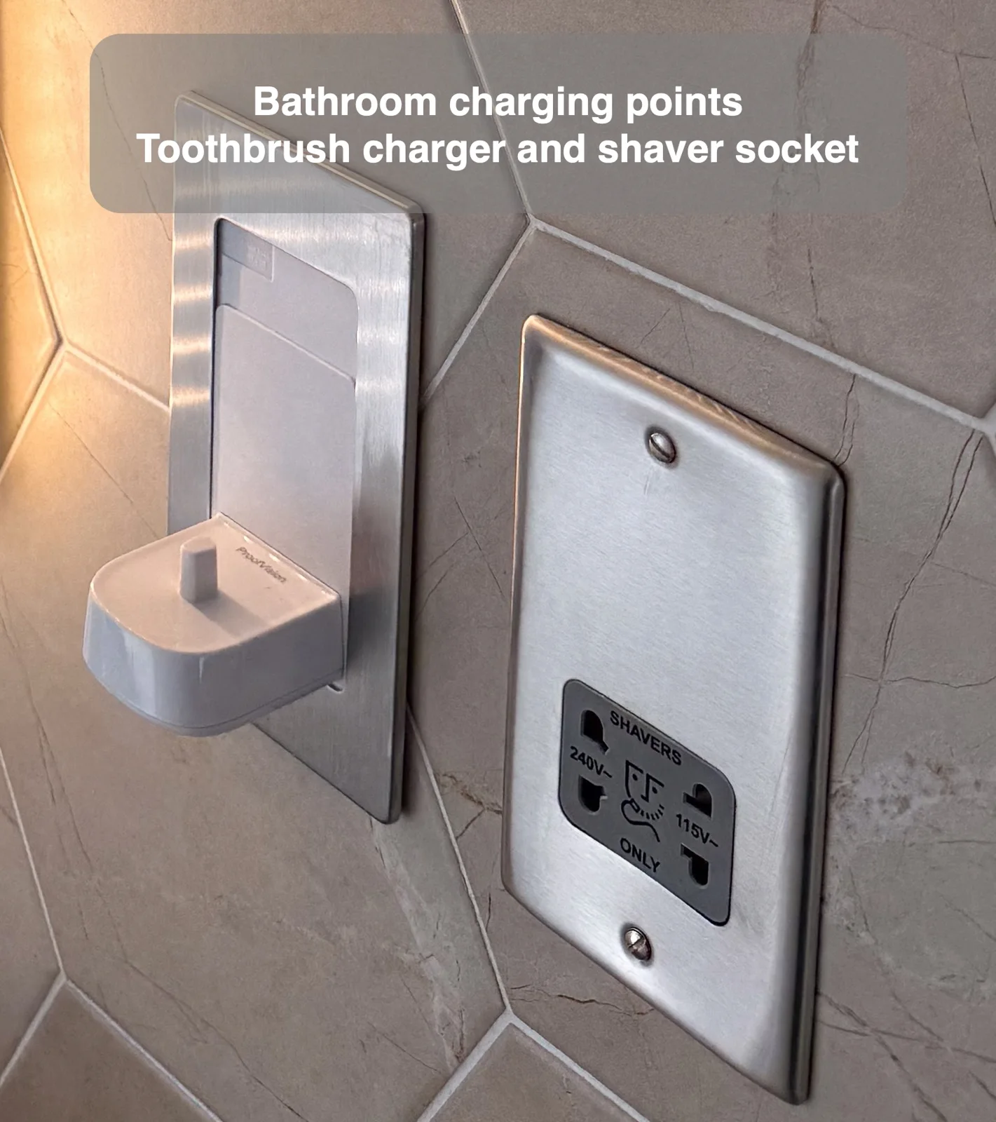 Bathroom charging points — Toothbrush charger and shaver socket