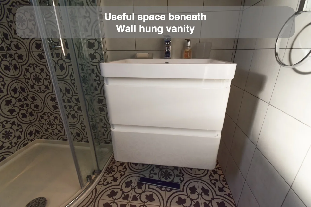Useful space beneath — Wall hung vanity