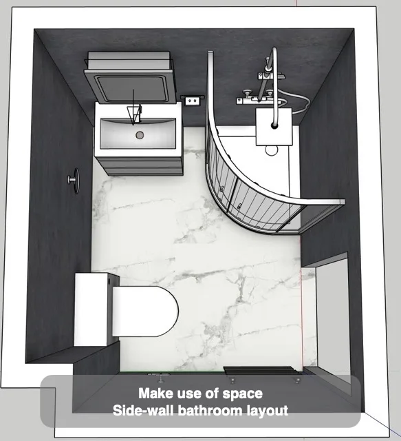 Make use of space — Side-wall bathroom layout