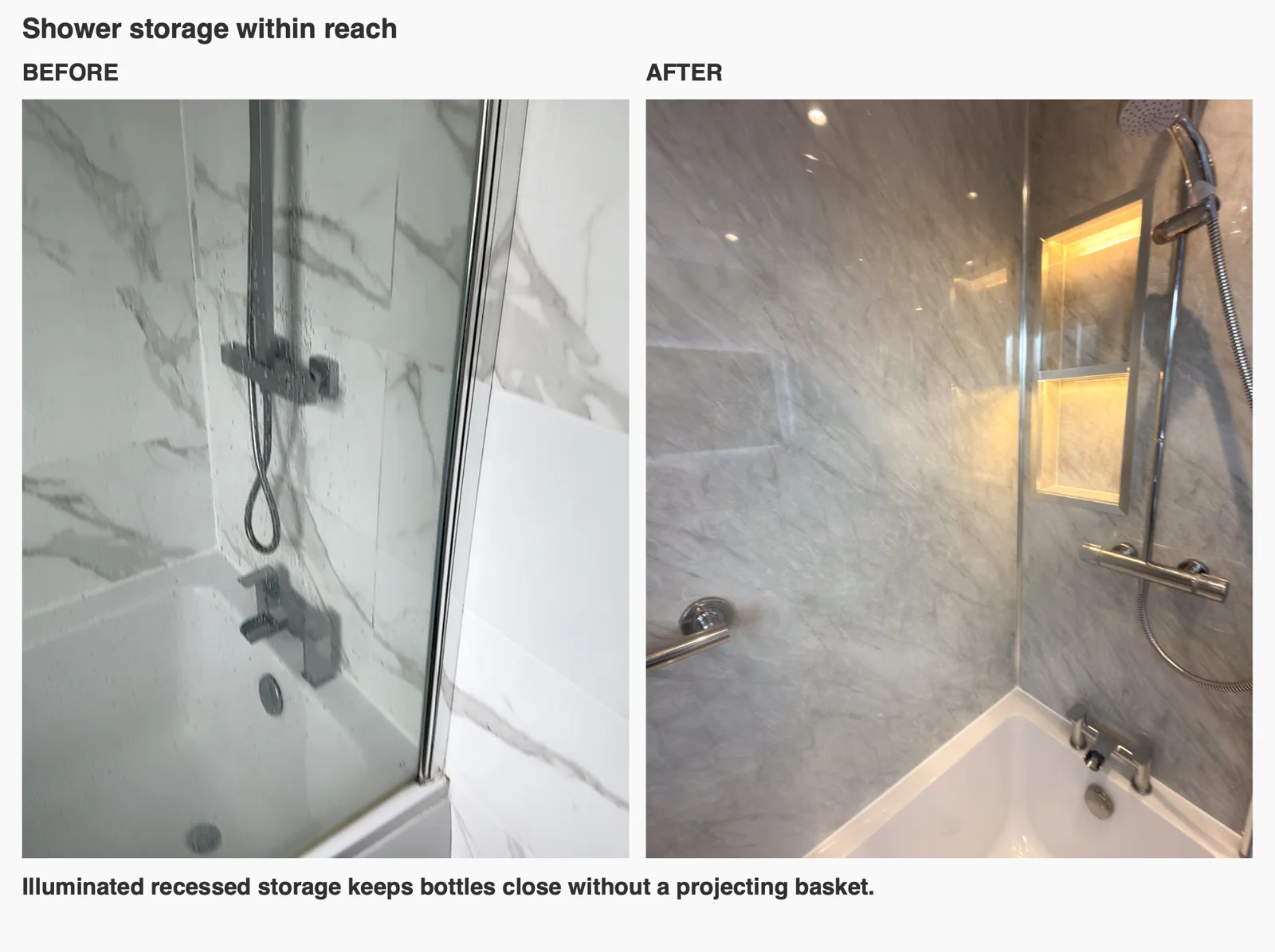 Aberdeen bathroom: before and after shower recess