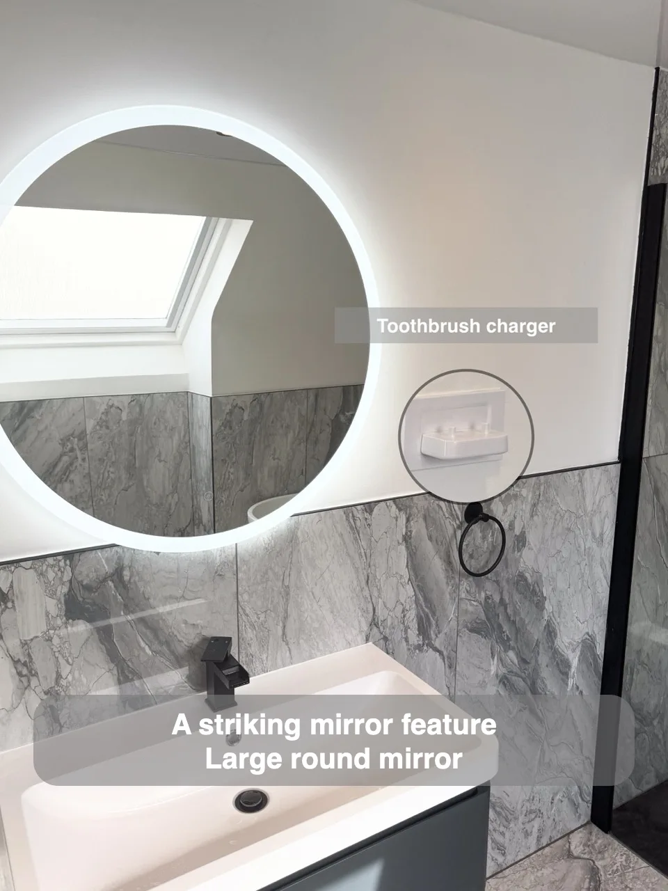 A striking mirror feature — Large round mirror