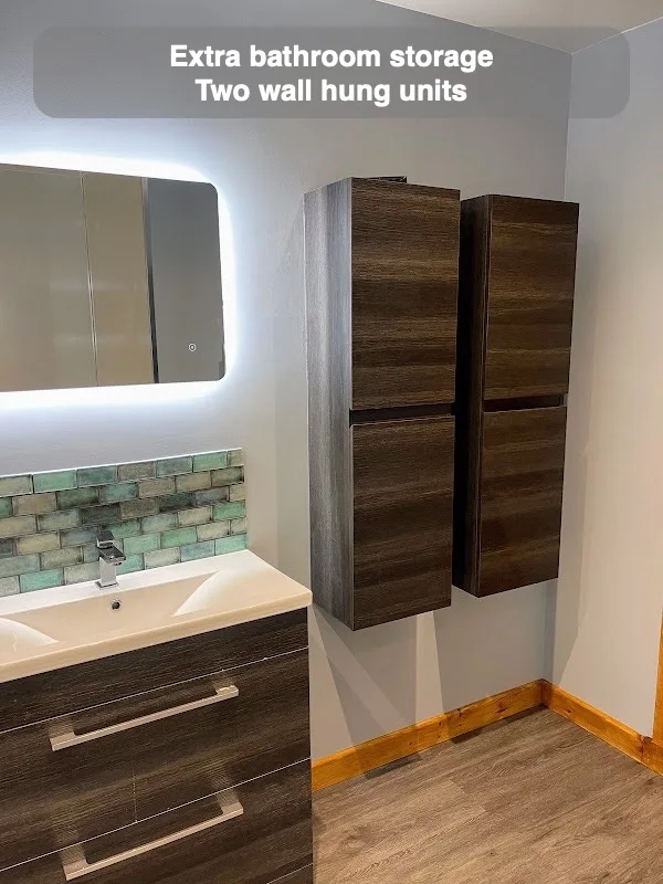 Extra bathroom storage — Two wall hung units