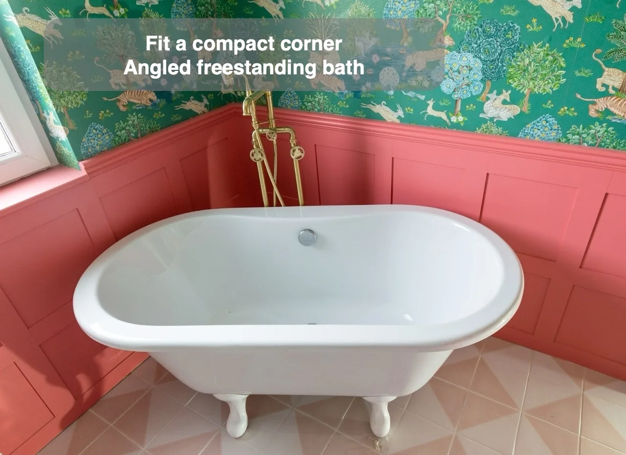 Fit a compact corner — Angled freestanding bath