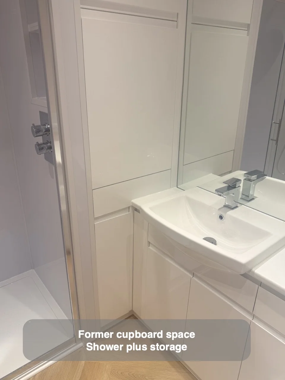 Share an old cupboard between the shower and storage