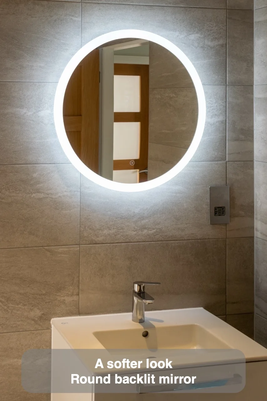 A softer look — Round backlit mirror