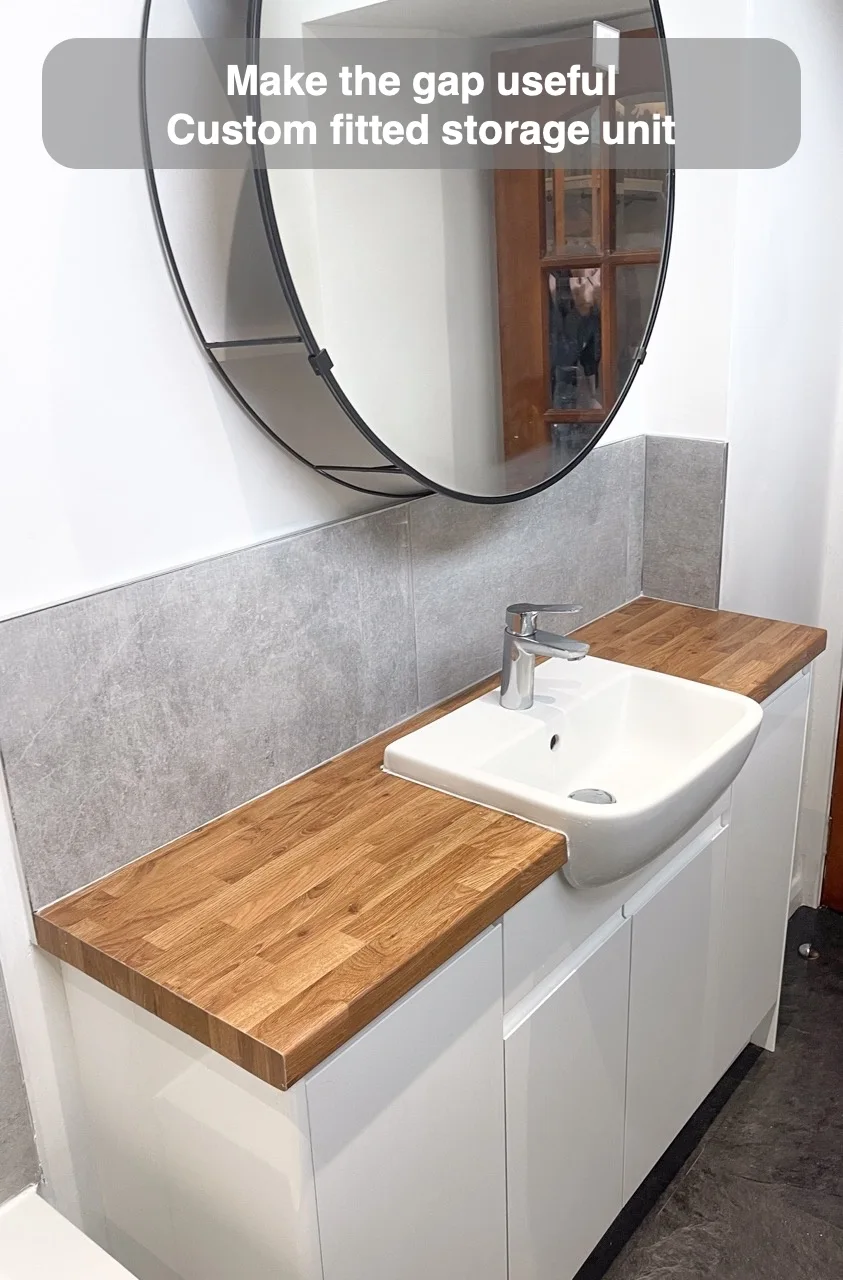 Make the gap useful — Custom fitted storage unit
