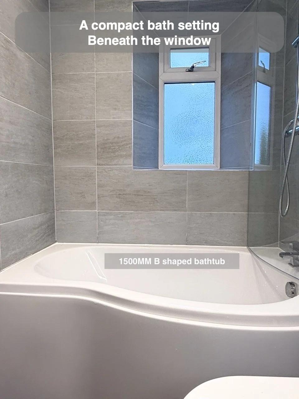 A compact bath setting — Beneath the window