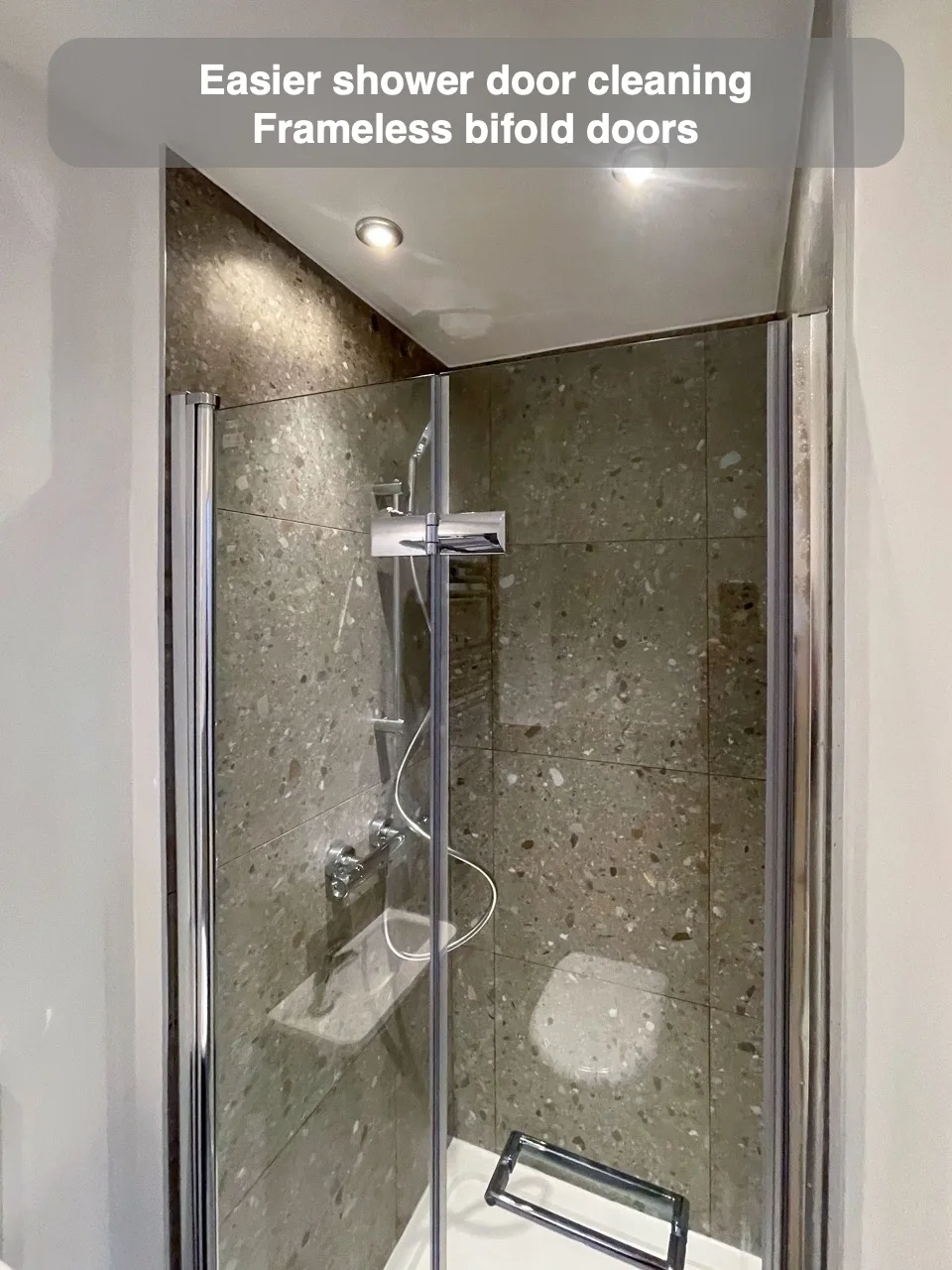 Easier shower door cleaning — Frameless bifold doors