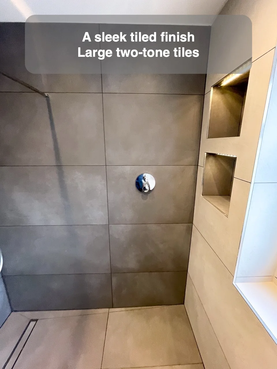A sleek tiled finish — Large two-tone tiles
