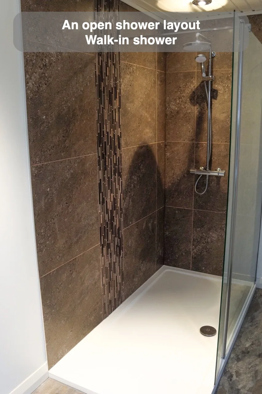 An open shower layout — Walk-in shower
