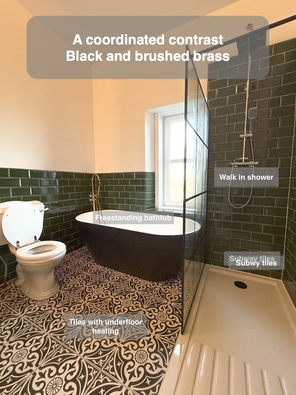 A coordinated contrast — Black and brushed brass