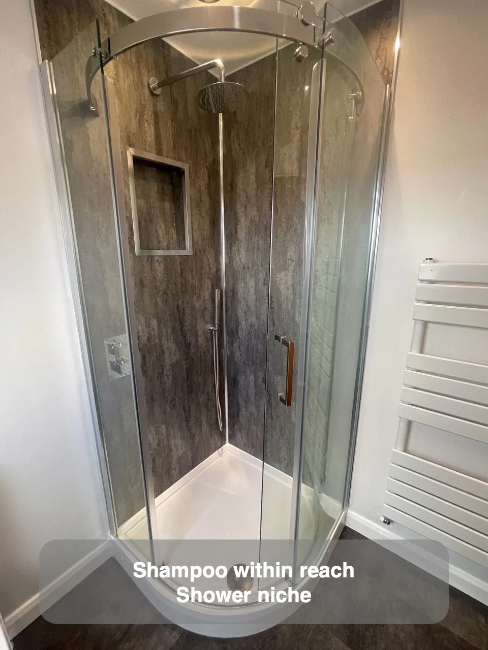 Shampoo within reach — Shower niche
