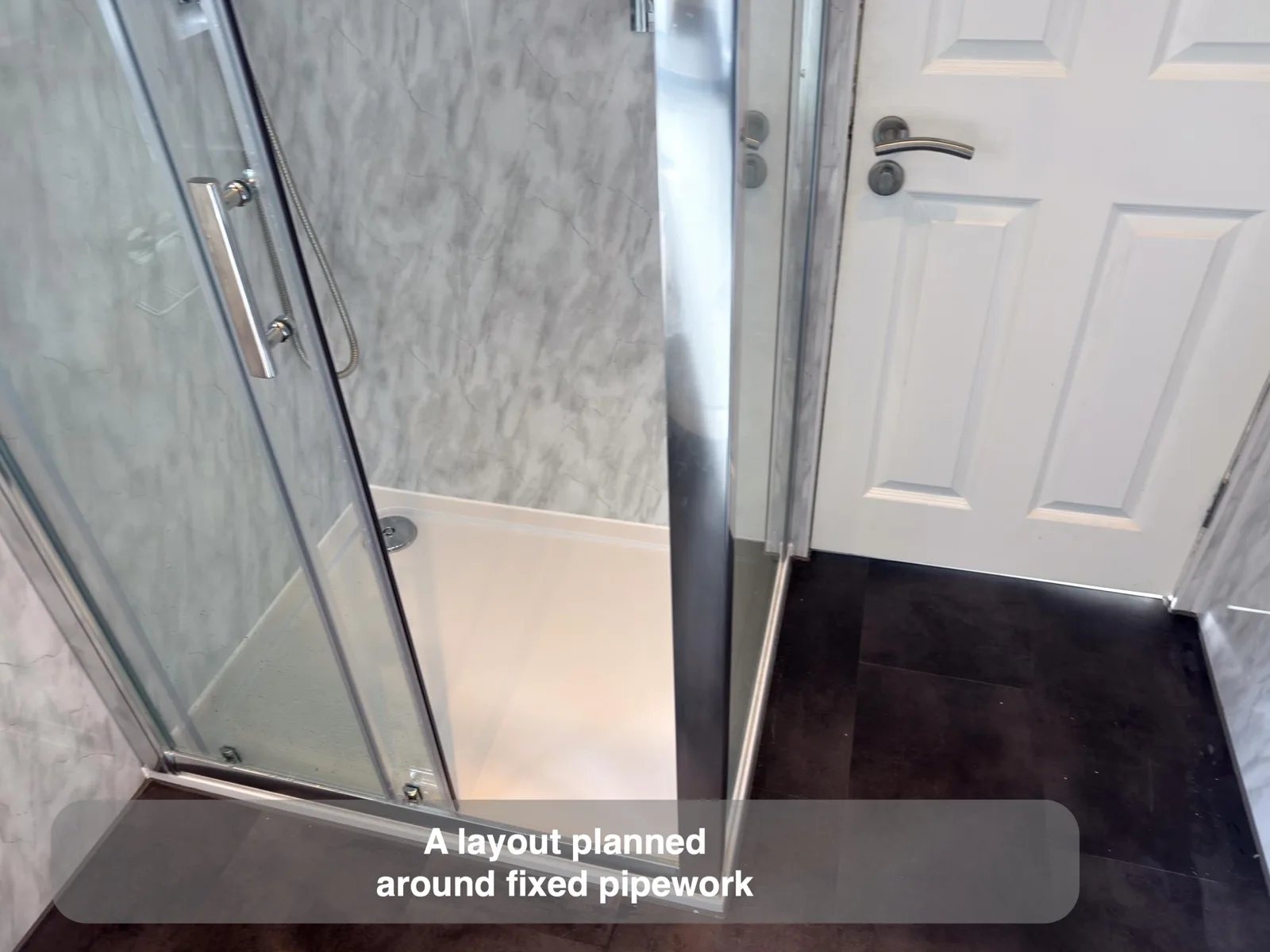 Move the shower instead of forcing the pipes to move