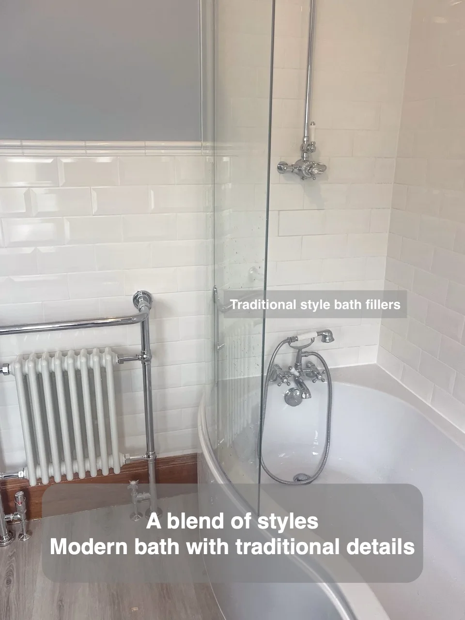 A blend of styles — Modern bath with traditional details