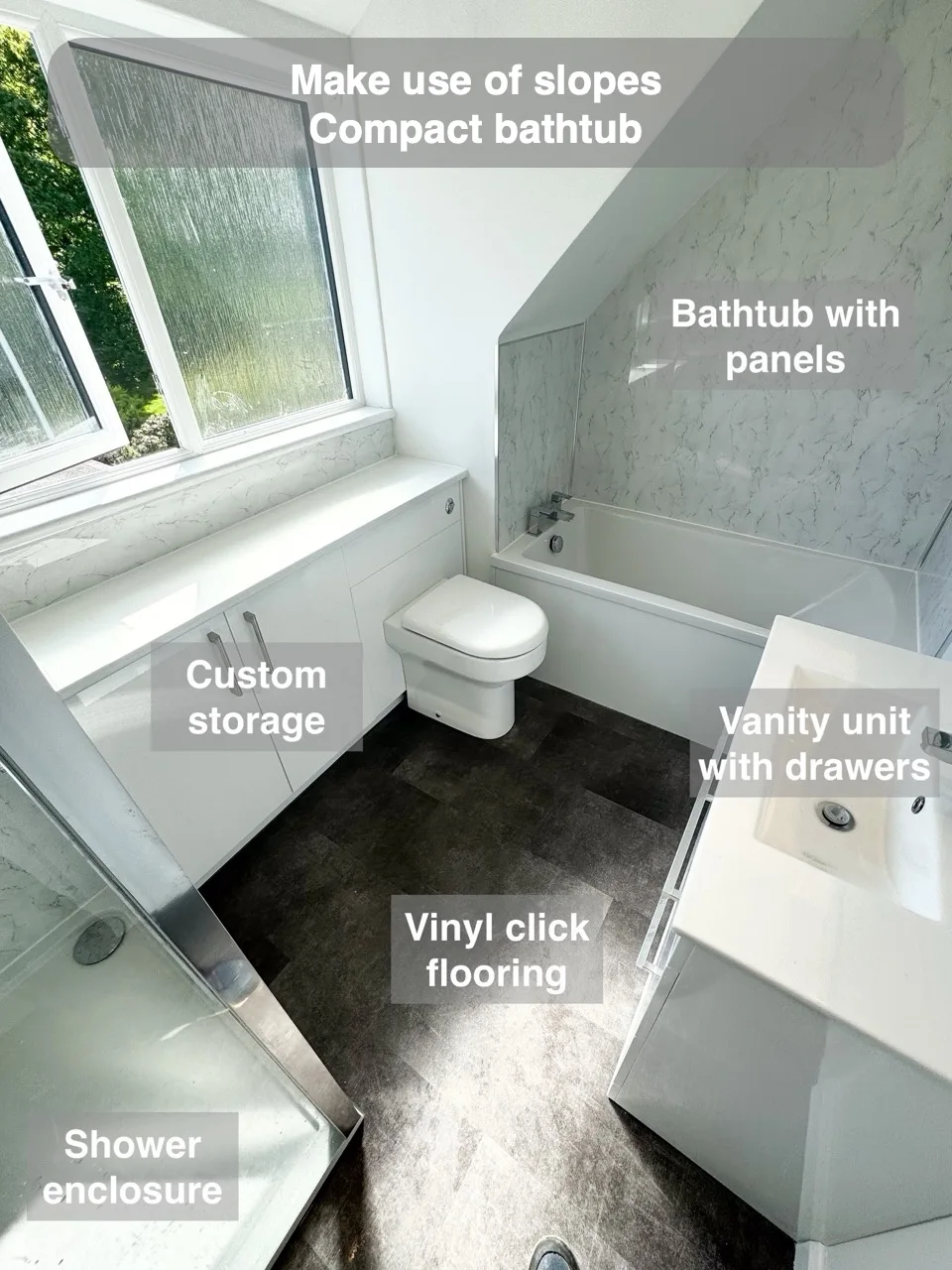 Make use of slopes — Compact bathtub