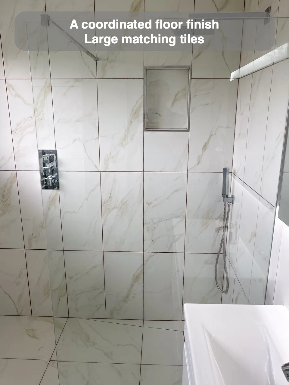 A coordinated floor finish — Large matching tiles