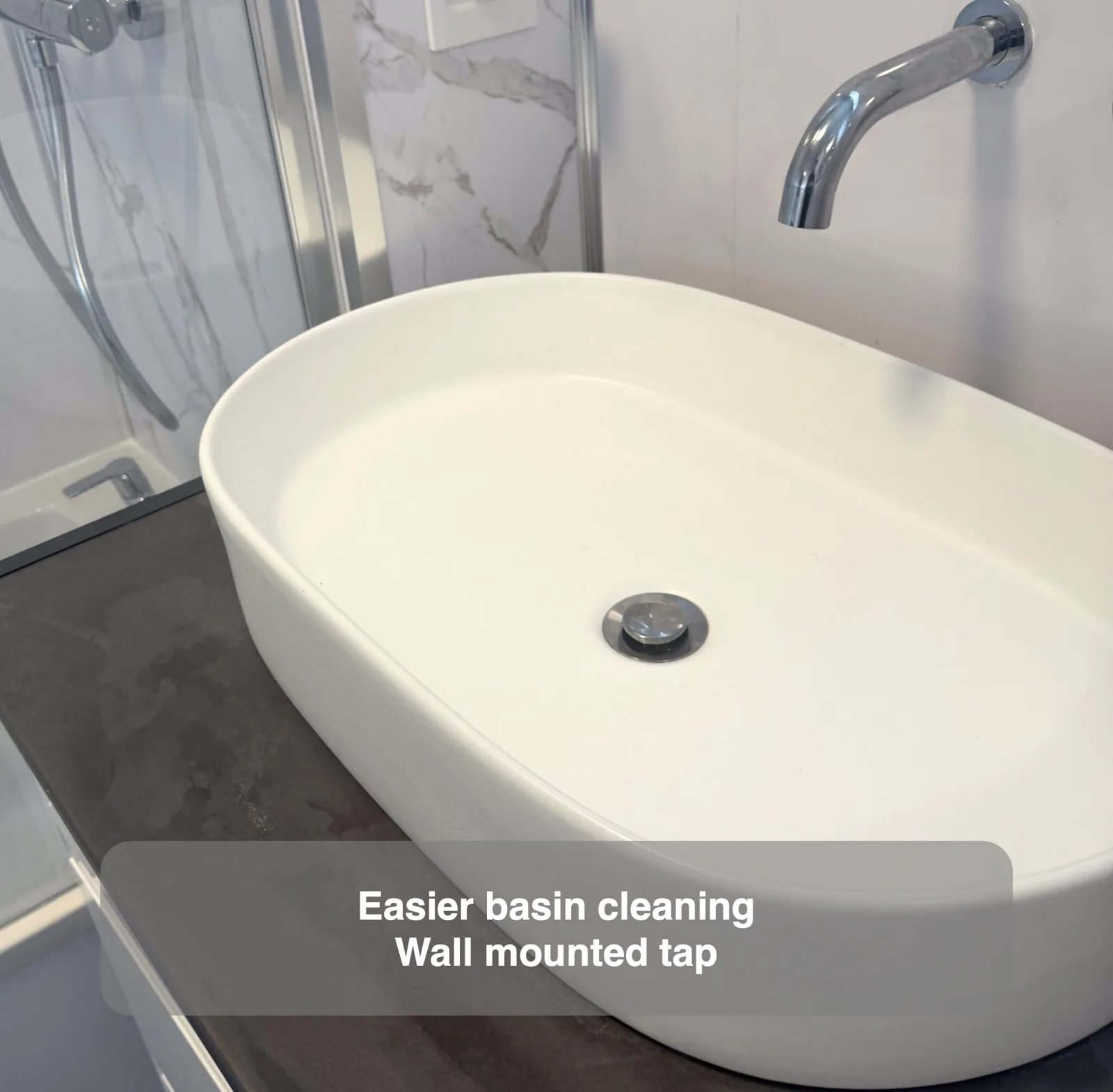 Easier basin cleaning — Wall mounted tap