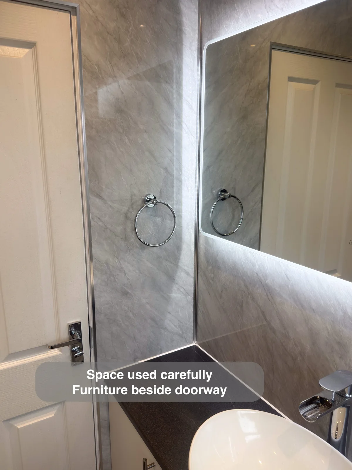 Aberdeen bathroom: basin and door furniture fit