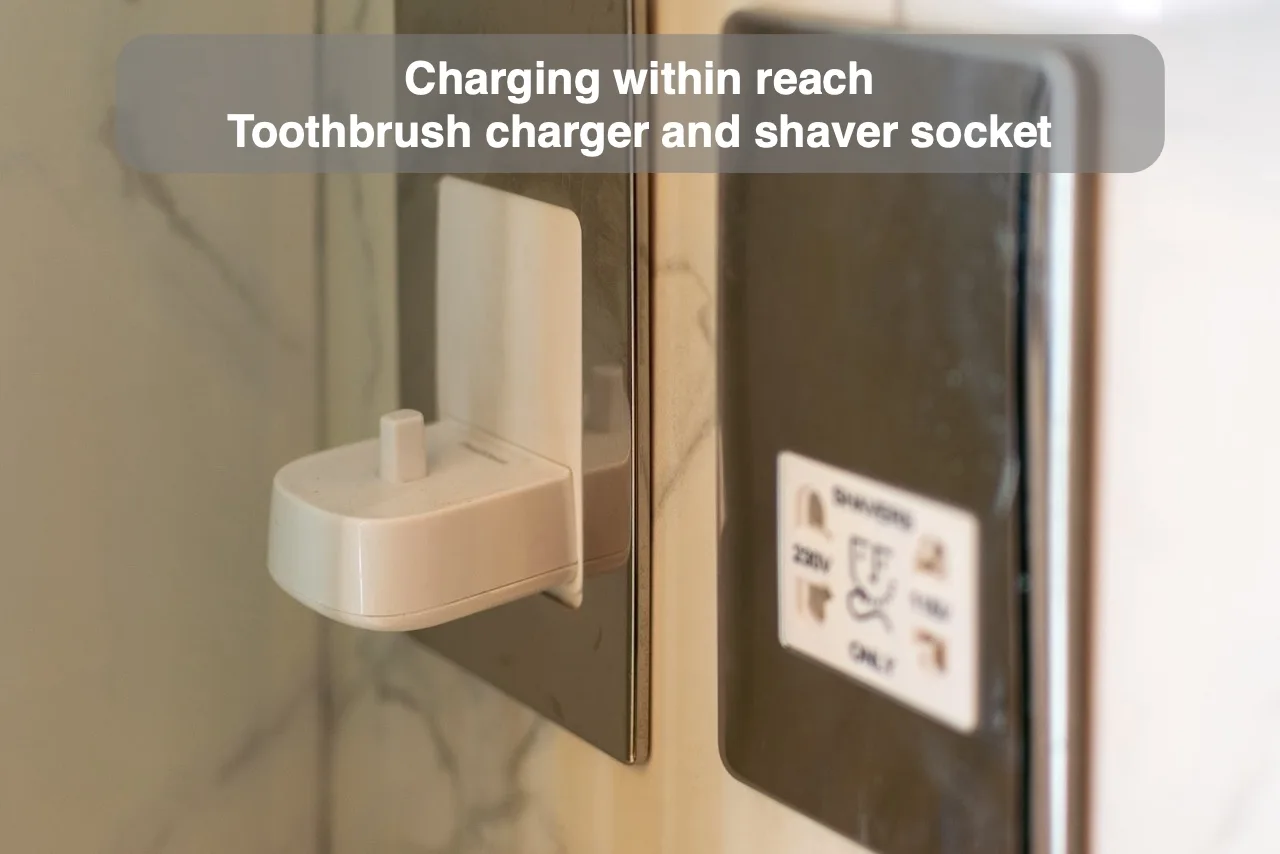 Charging within reach — Toothbrush charger and shaver socket