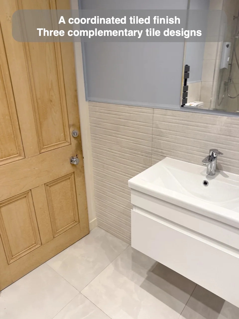 A coordinated tiled finish — Three complementary tile designs