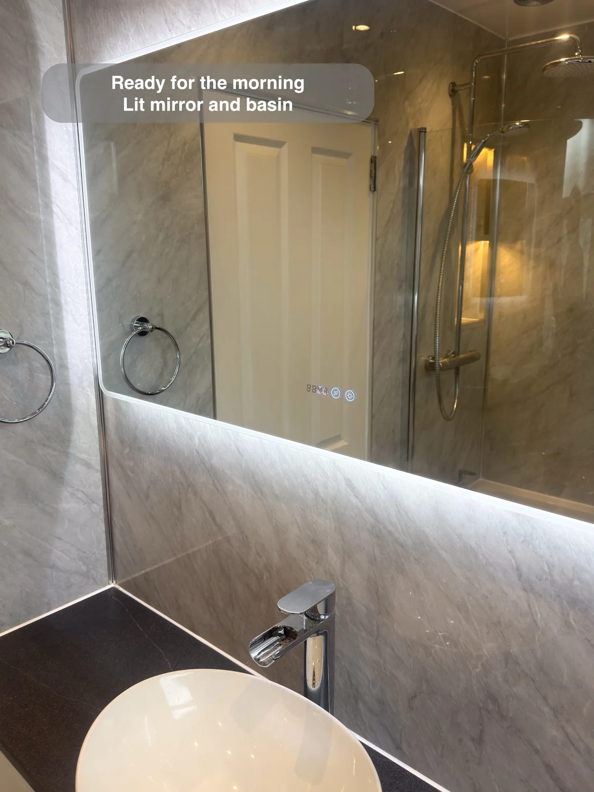 Aberdeen bathroom: basin area mirror and worktop