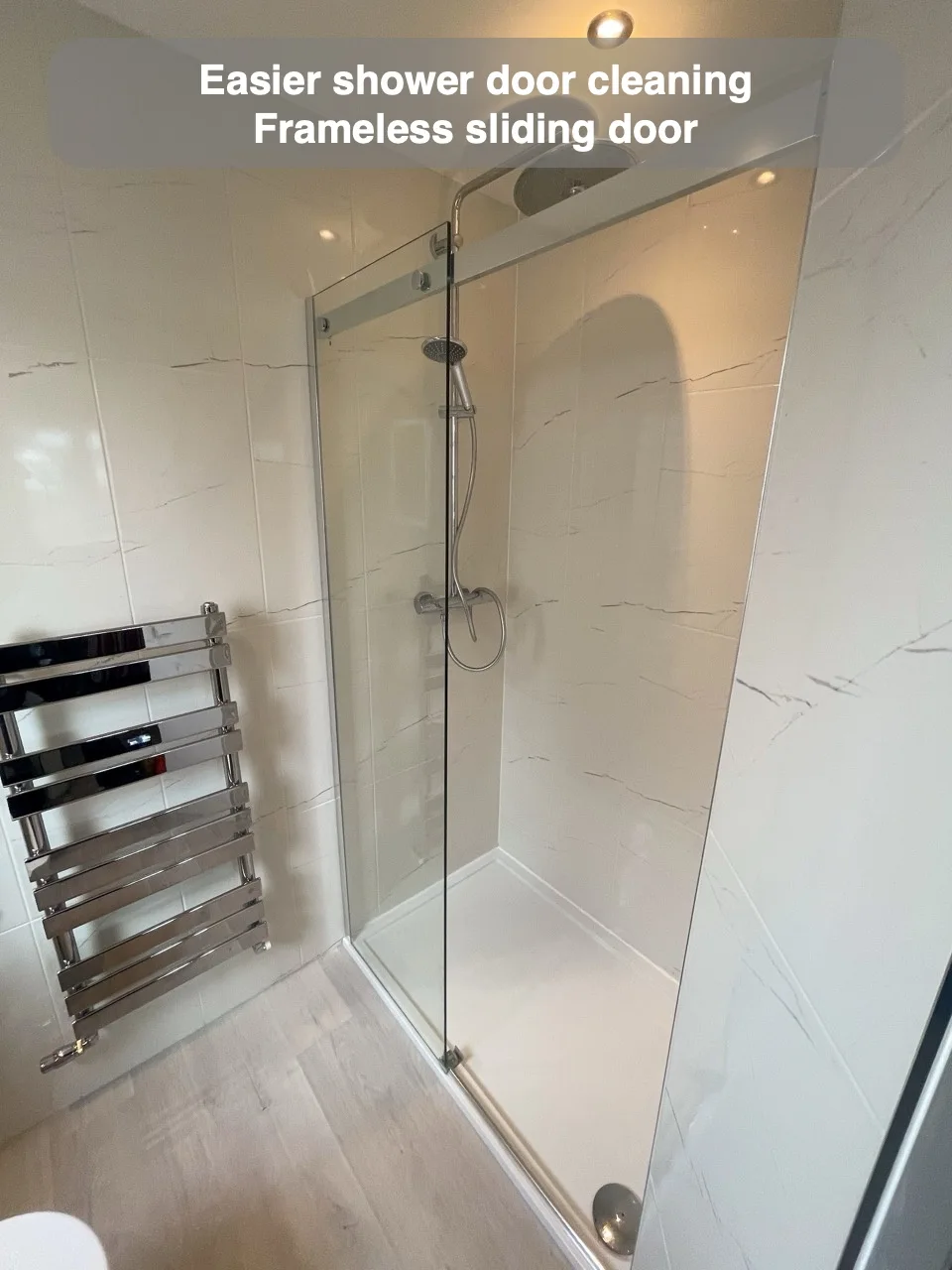 Easier shower door cleaning — Frameless sliding door