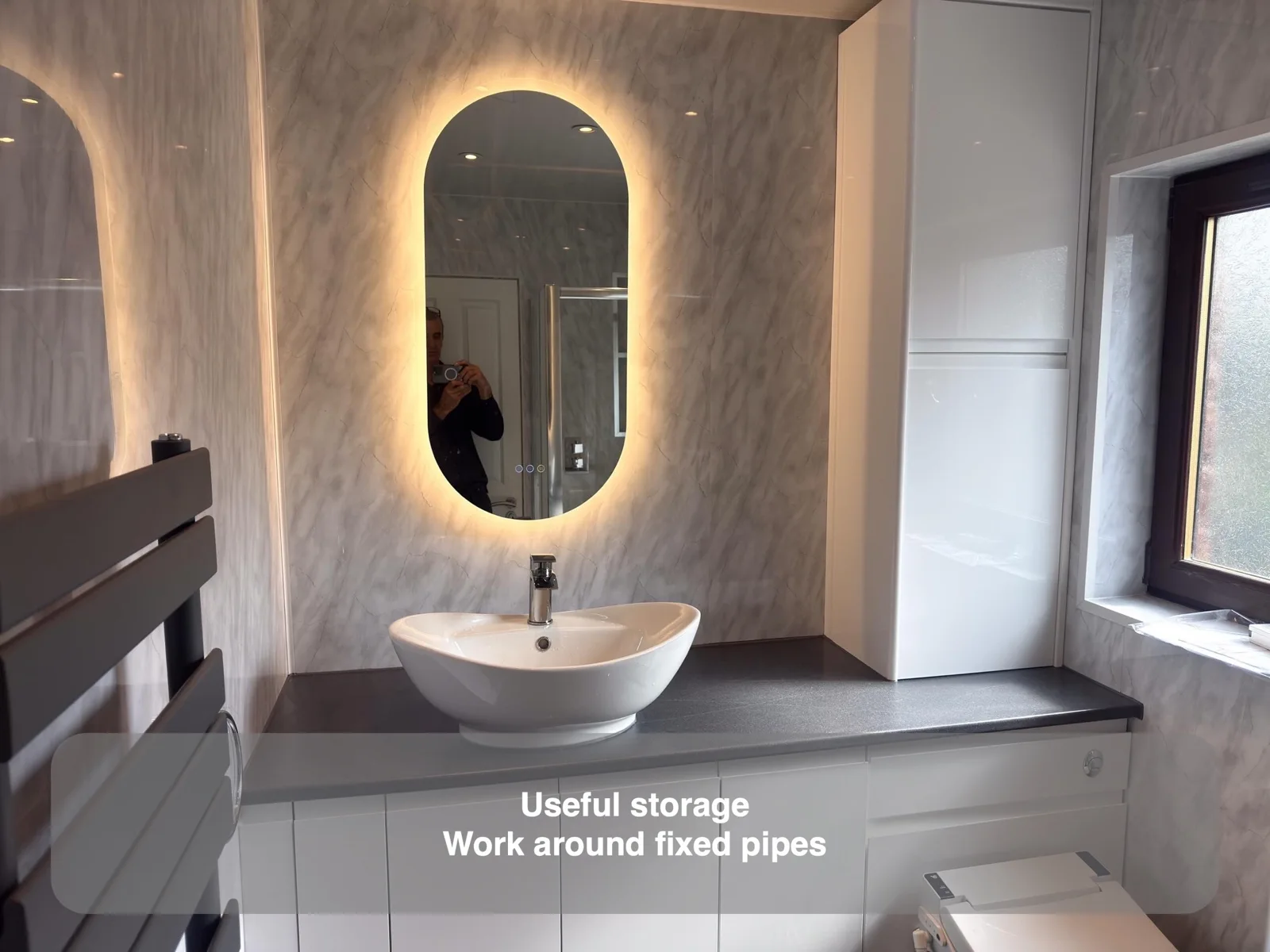 Build useful storage around pipework that must remain