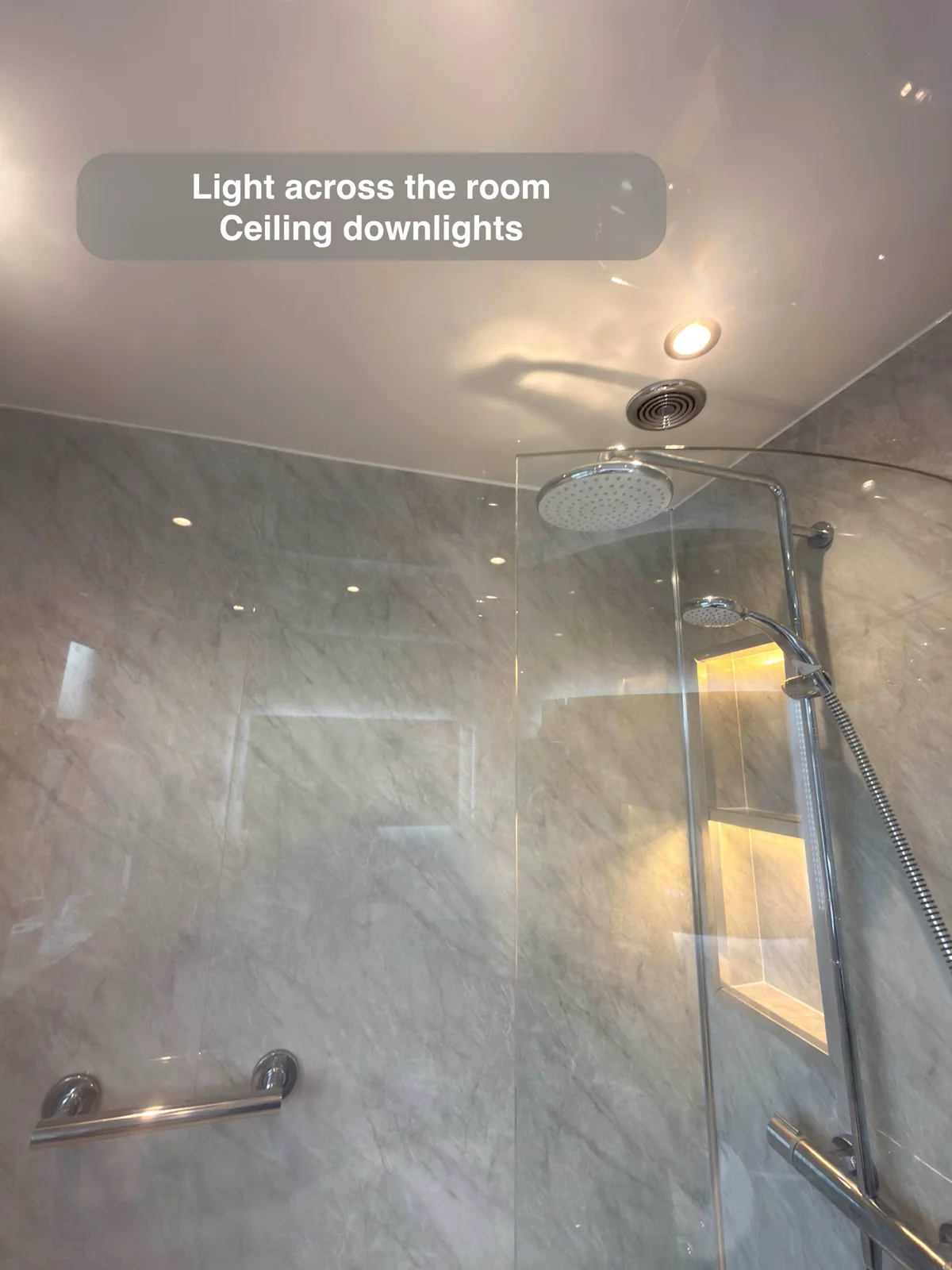 Aberdeen bathroom: ceiling downlights and shower