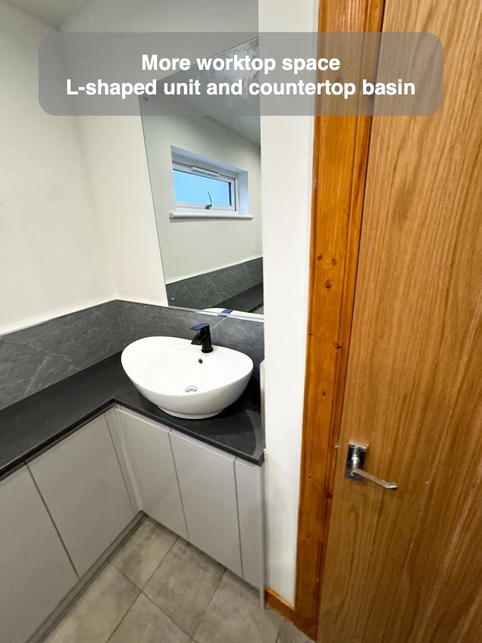 More worktop space — L-shaped unit and countertop basin