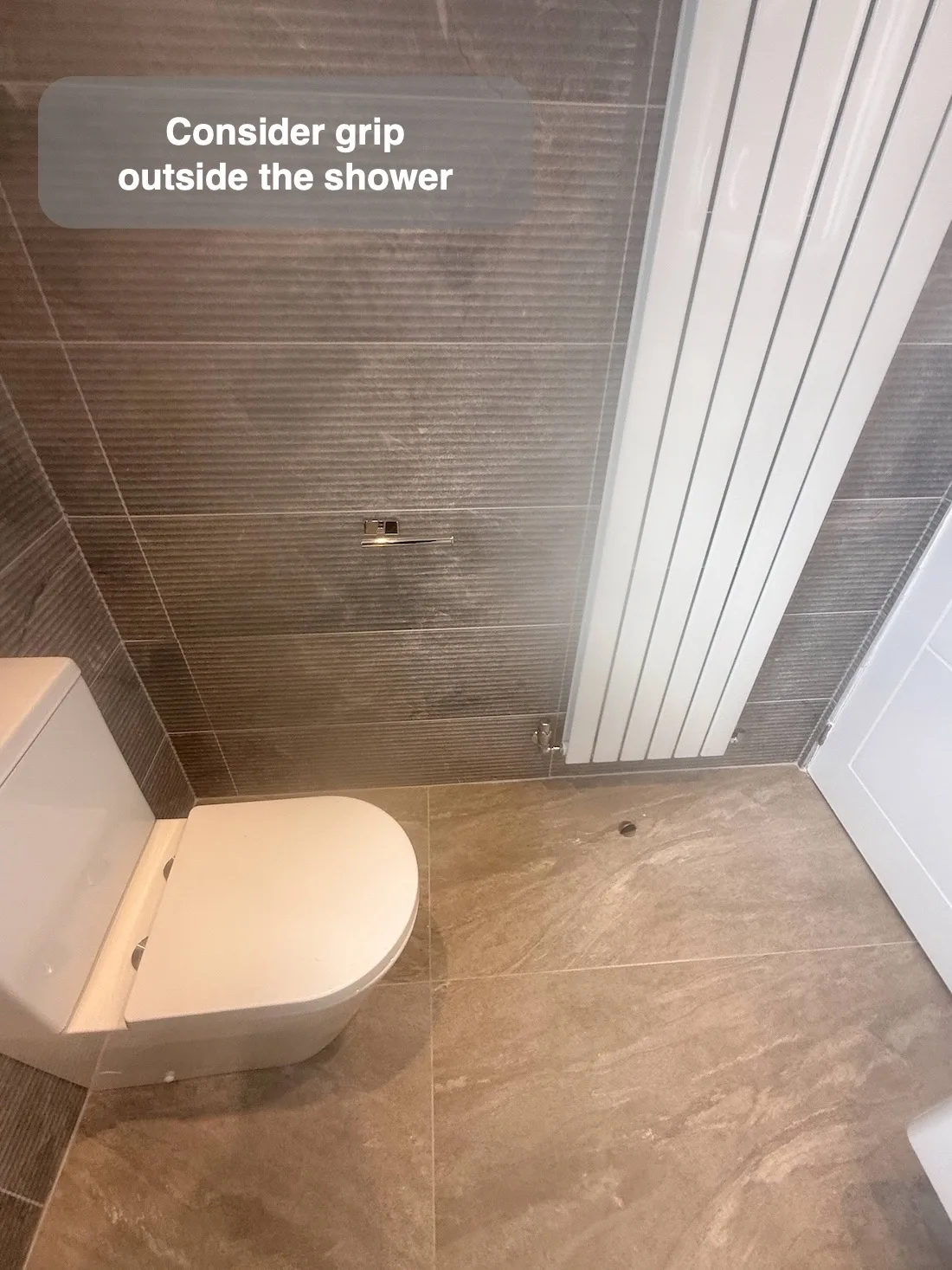 Think about grip outside the shower too