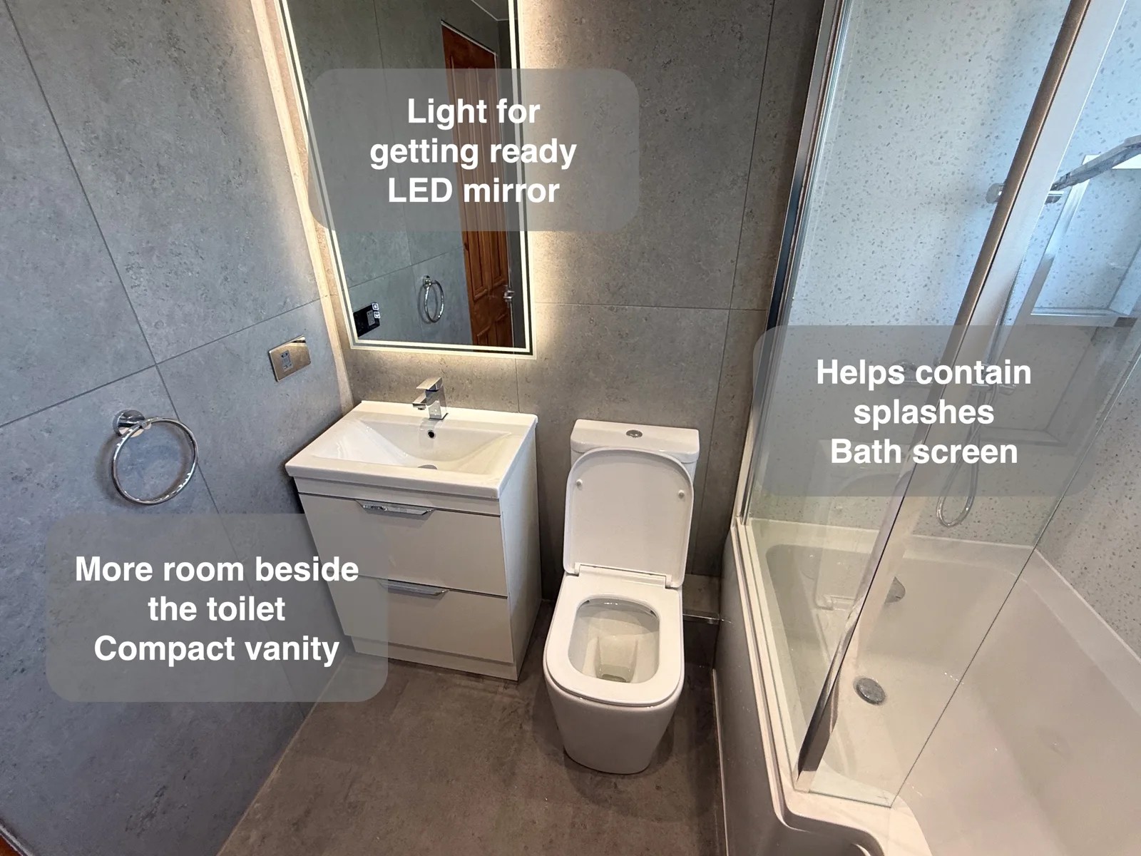 A smaller vanity can make the whole bathroom feel better