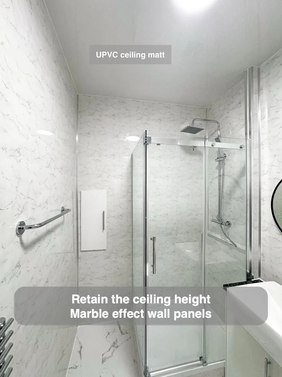 Retain the ceiling height — Marble effect wall panels