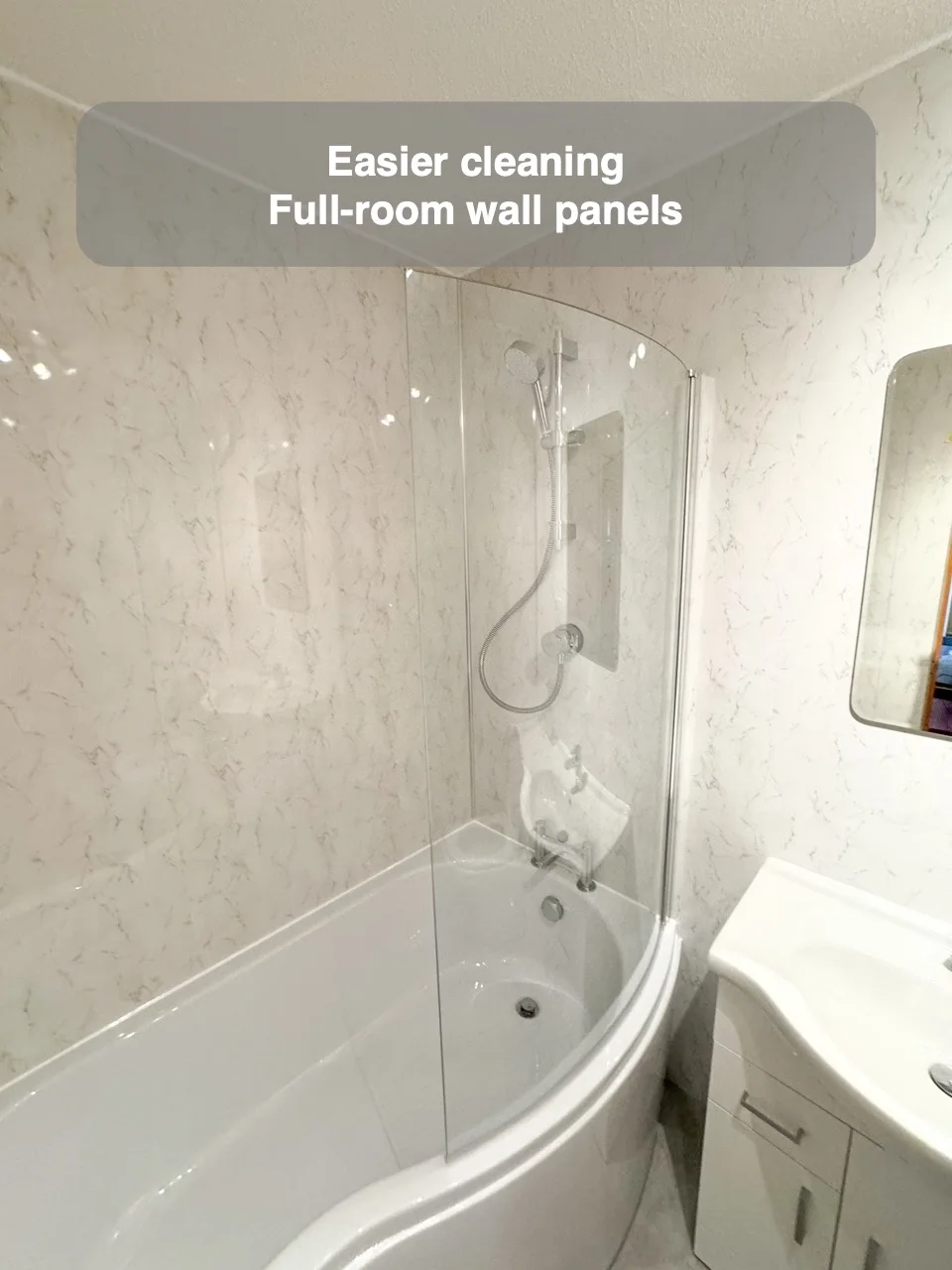 Easier cleaning — Full-room wall panels