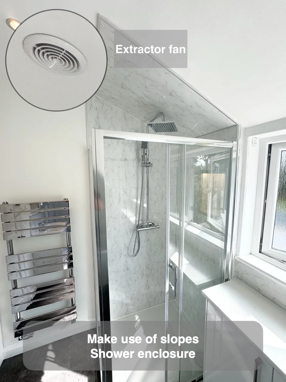 Make use of slopes — Shower enclosure