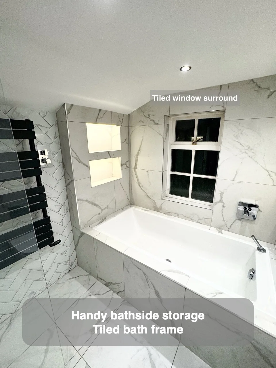 Handy bathside storage — Tiled bath frame