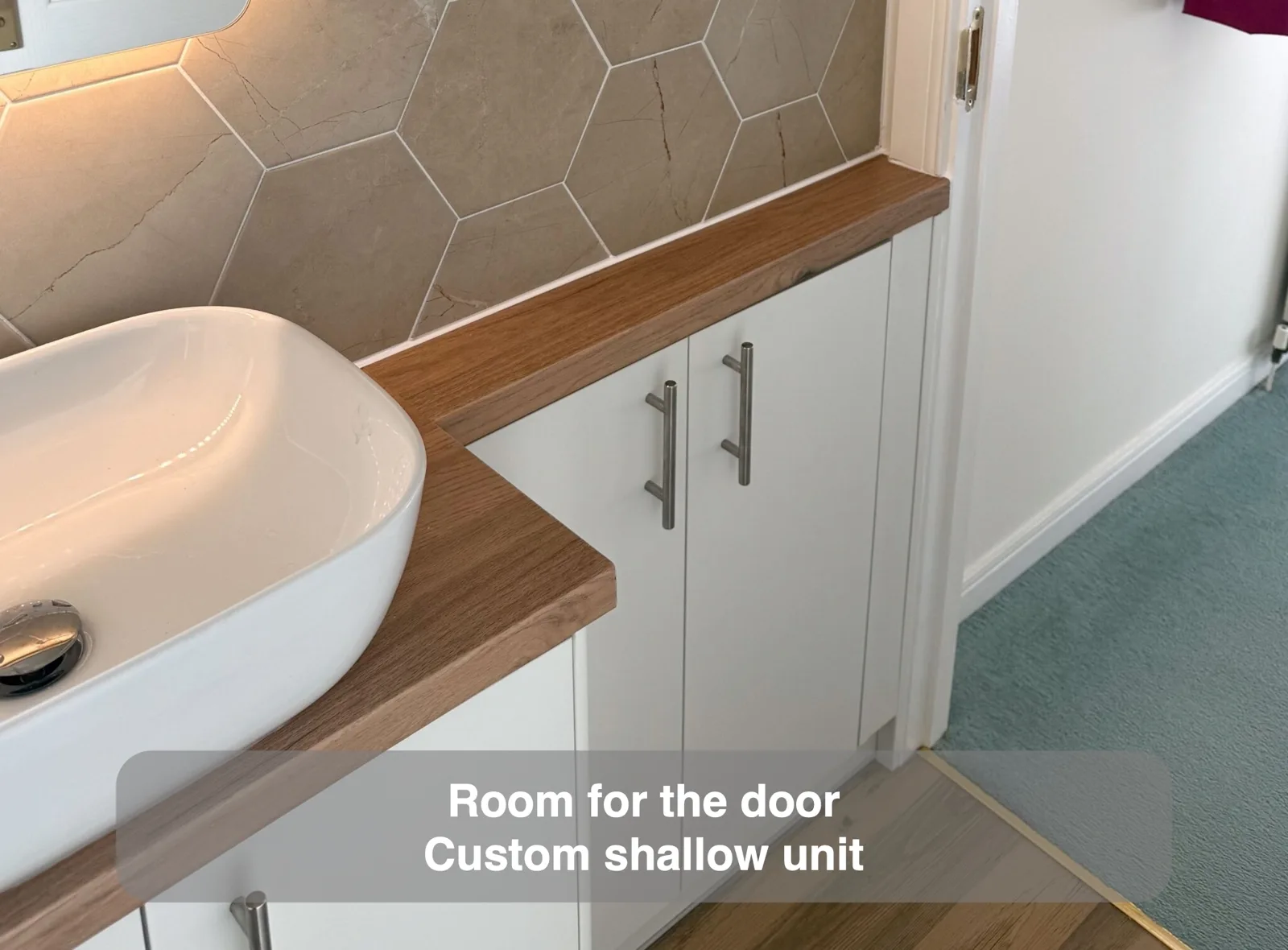 Room for the door — Custom shallow unit