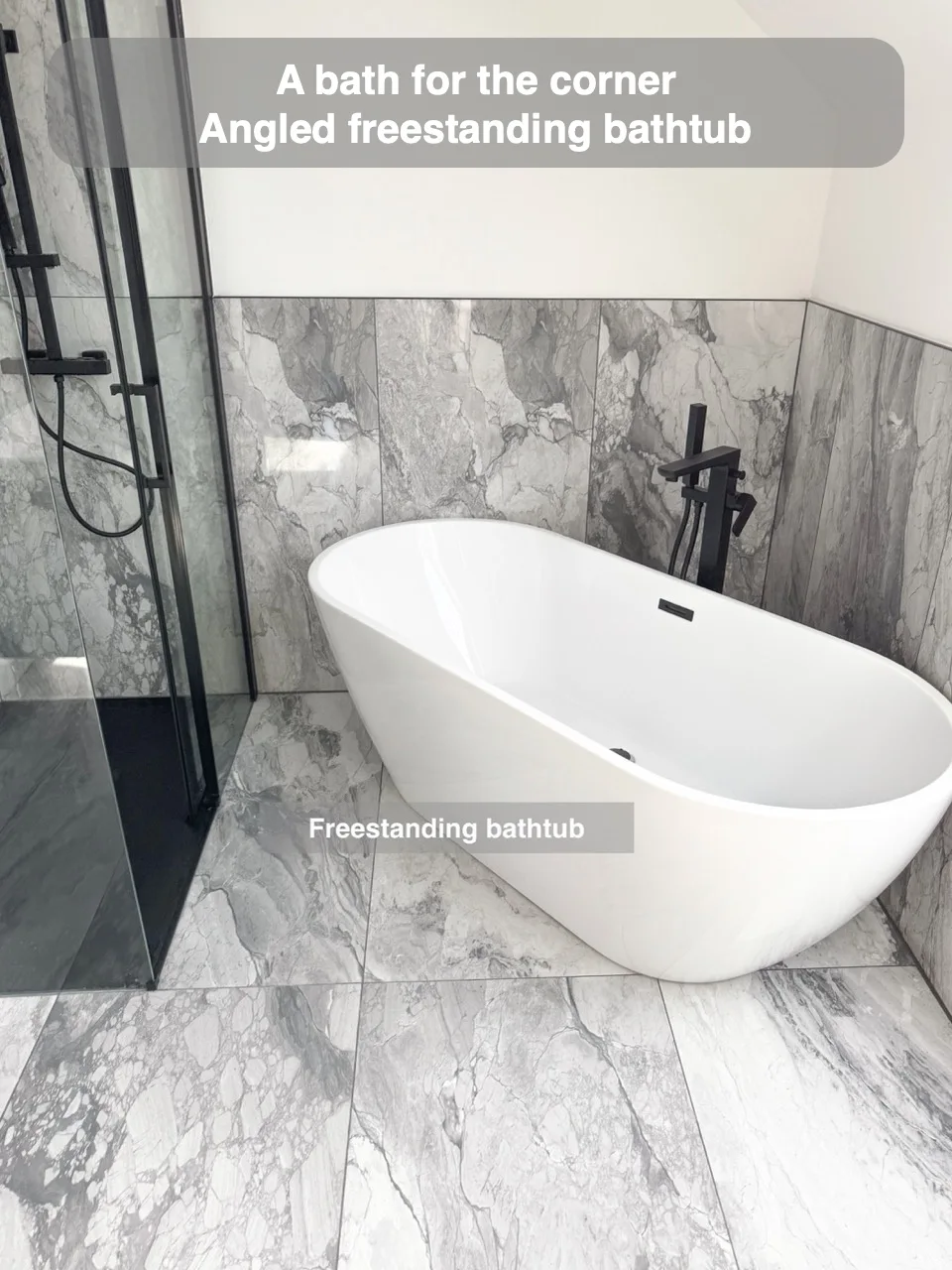 A bath for the corner — Angled freestanding bathtub