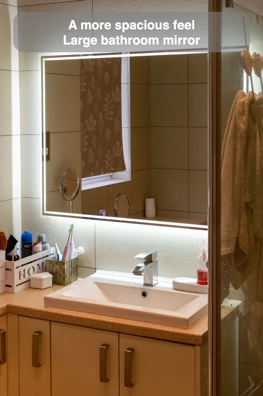 A more spacious feel — Large bathroom mirror