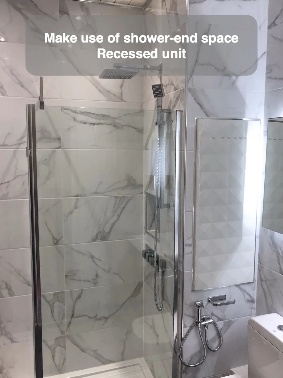 Make use of shower-end space — Recessed unit