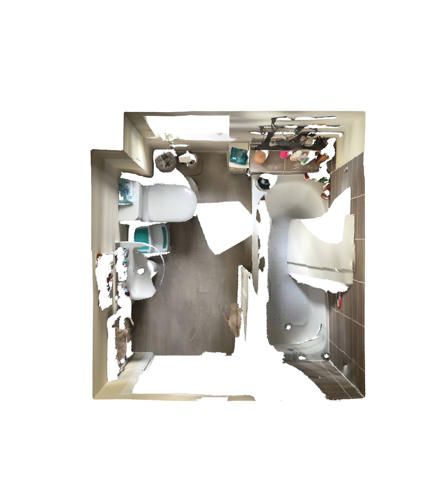 Aligned top view of the original Inverurie bathroom