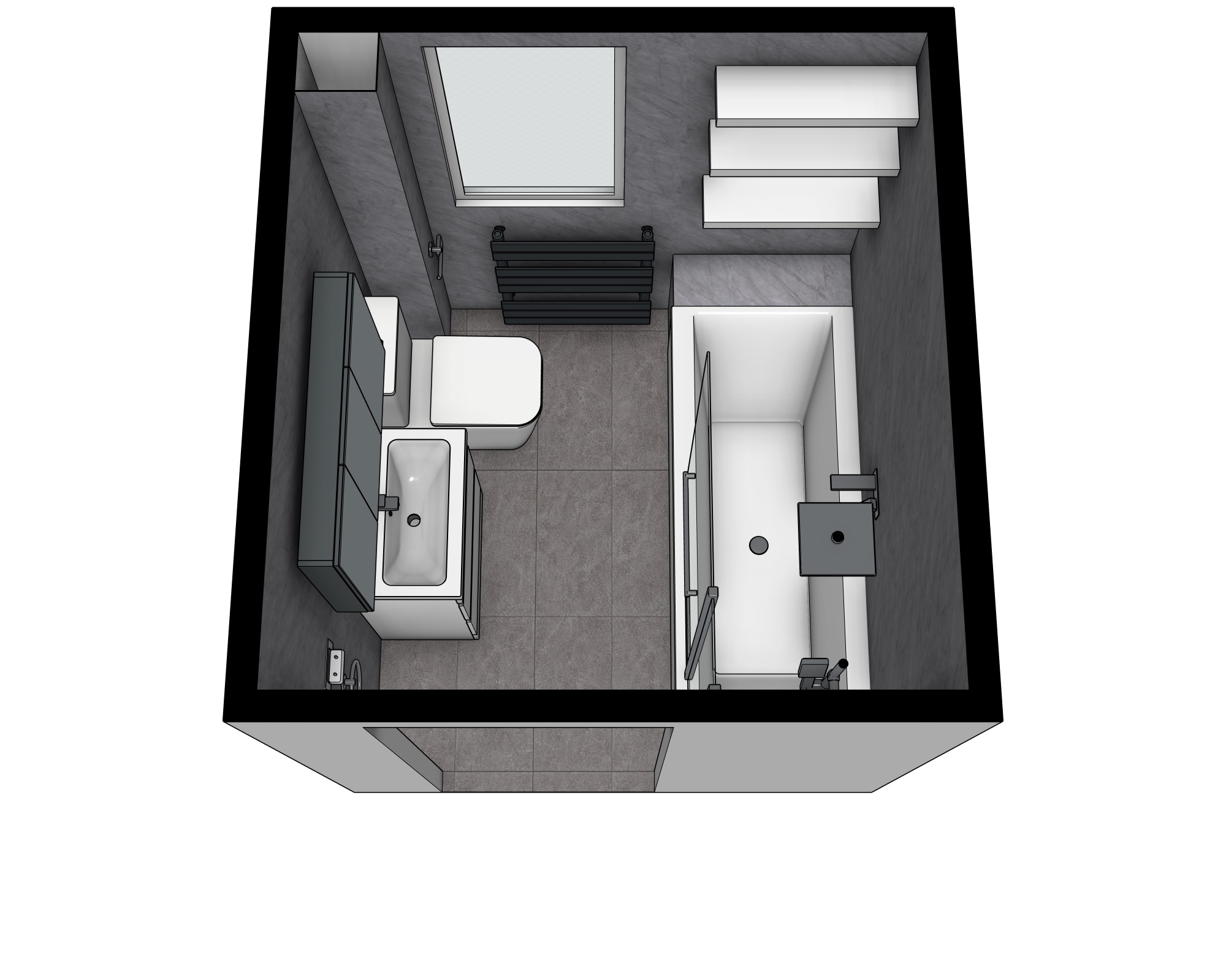 Proposed Inverurie bathroom layout viewed from above