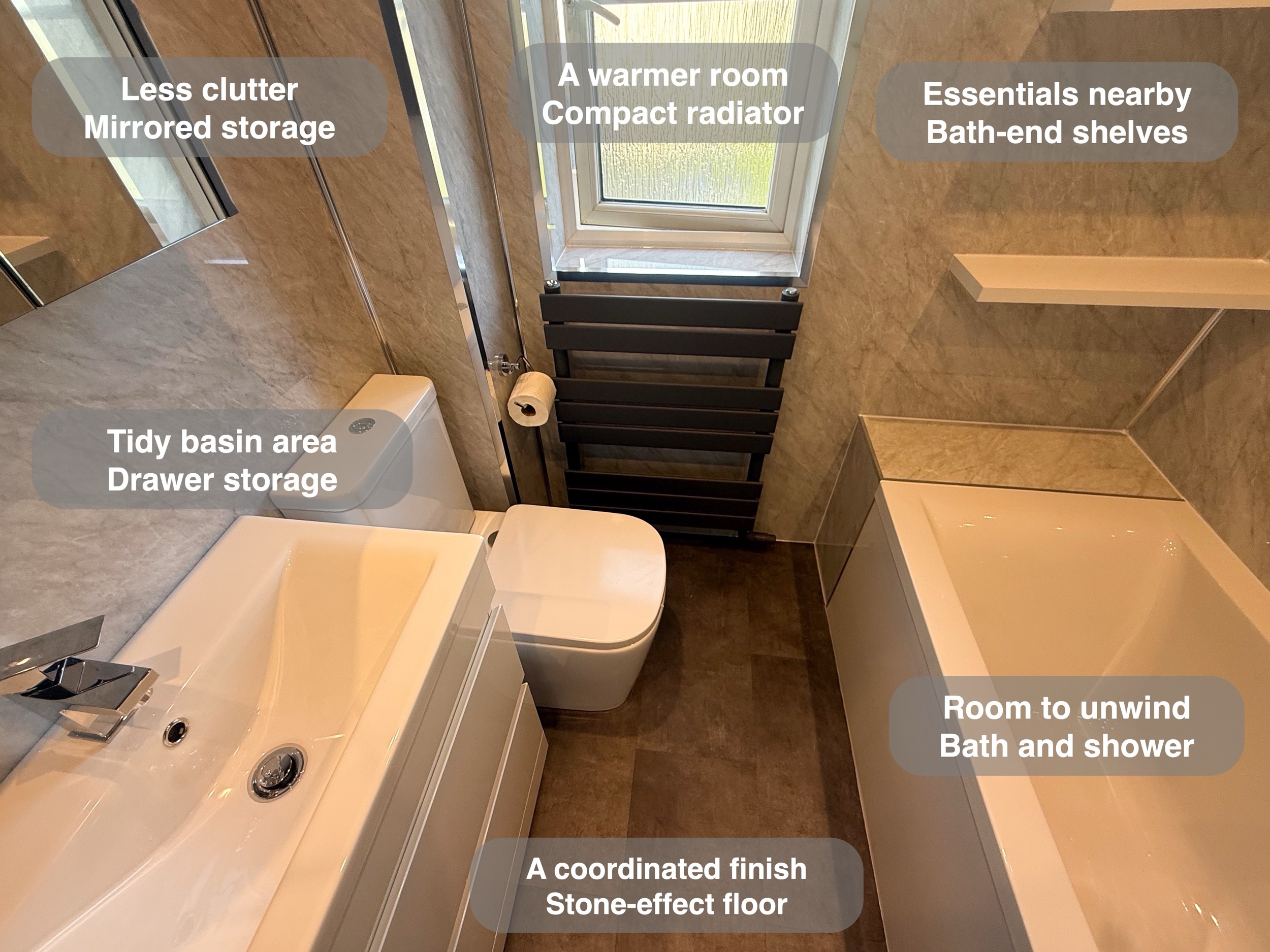 Inverurie bathroom: bathroom overview - bath vanity and window