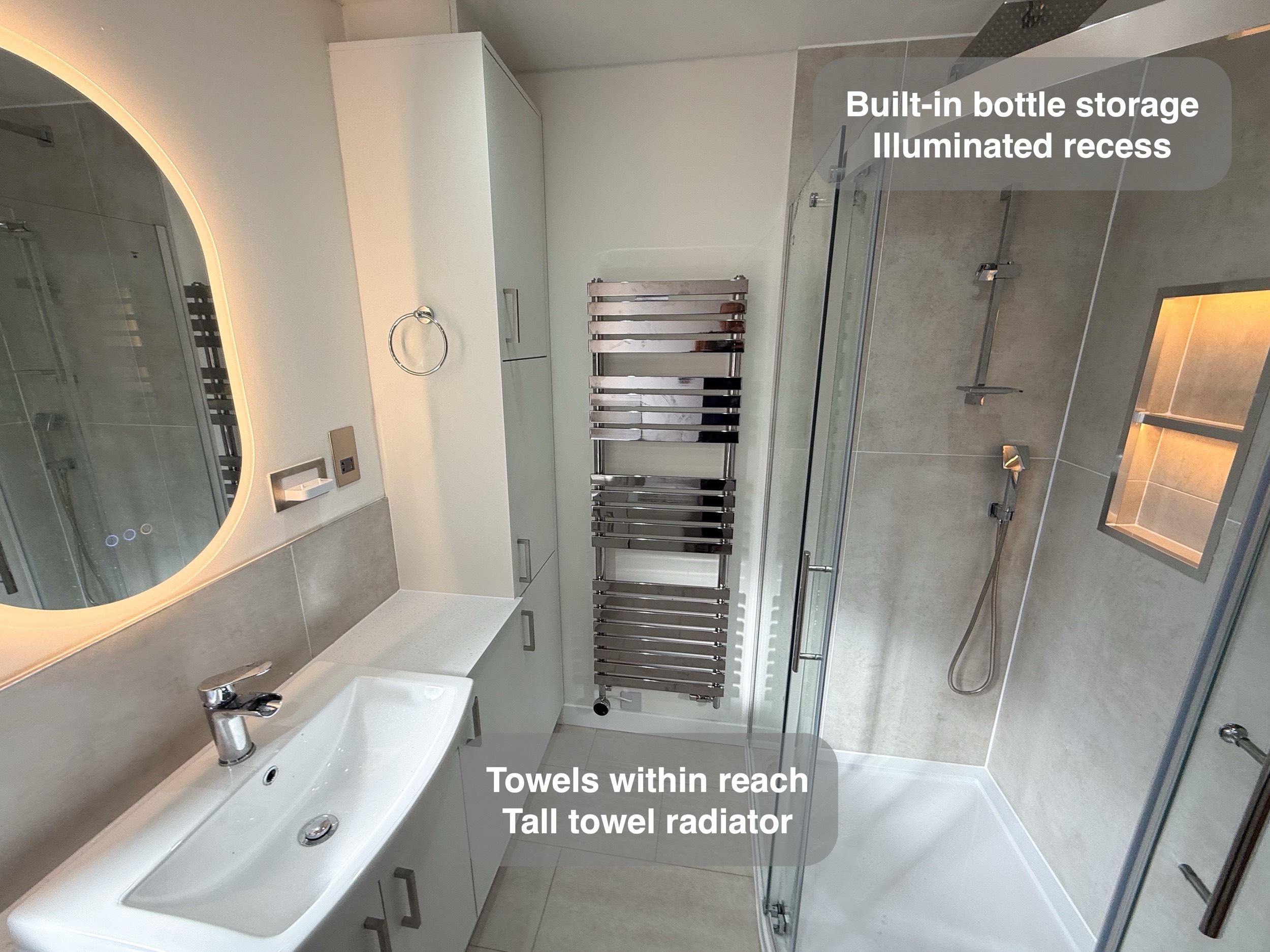 Bathroom Overview - Basin and Shower in the Kingswells bathroom project