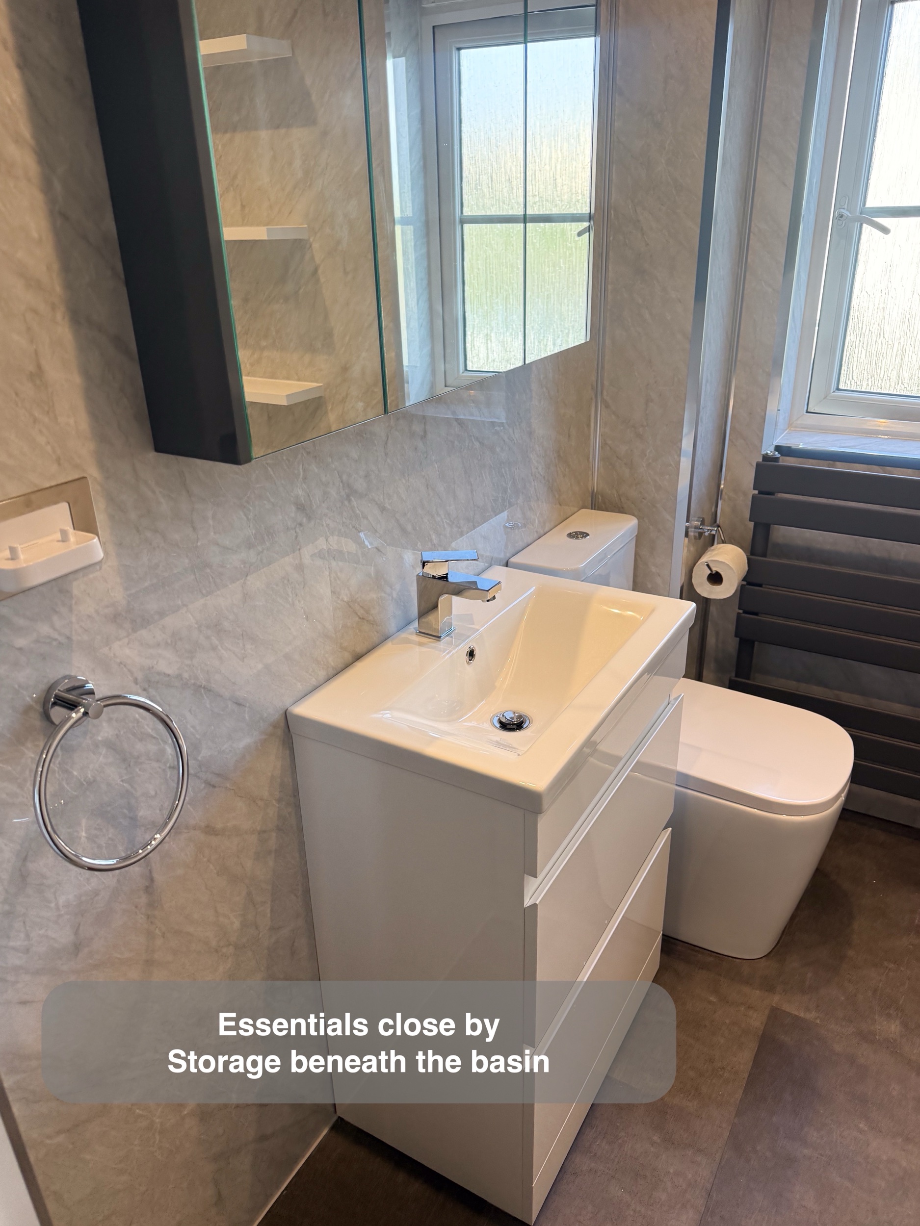 Inverurie bathroom: drawer storage beneath the basin