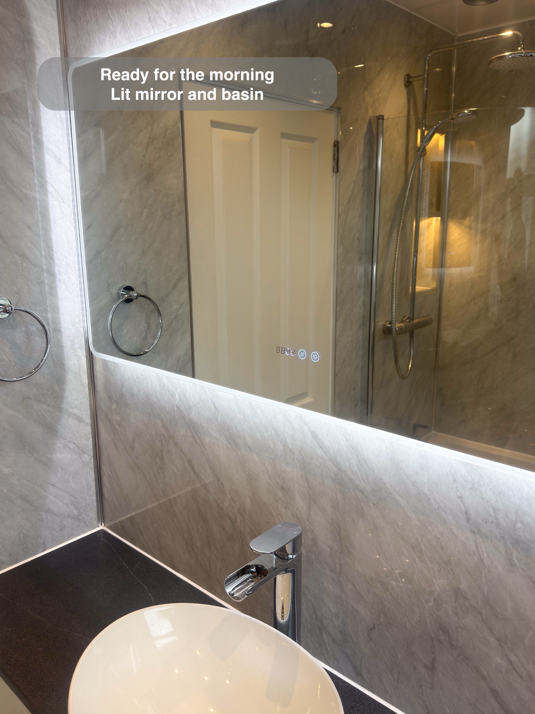 Aberdeen bathroom: basin area mirror and worktop