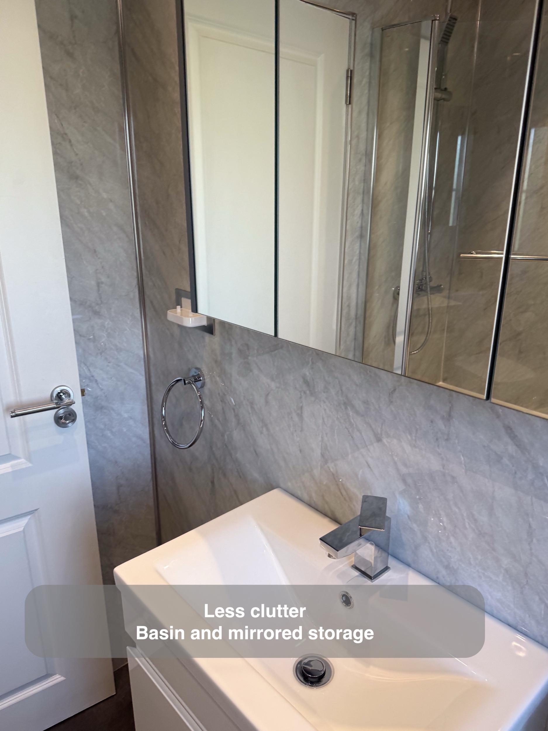 Inverurie bathroom: basin and mirrored storage