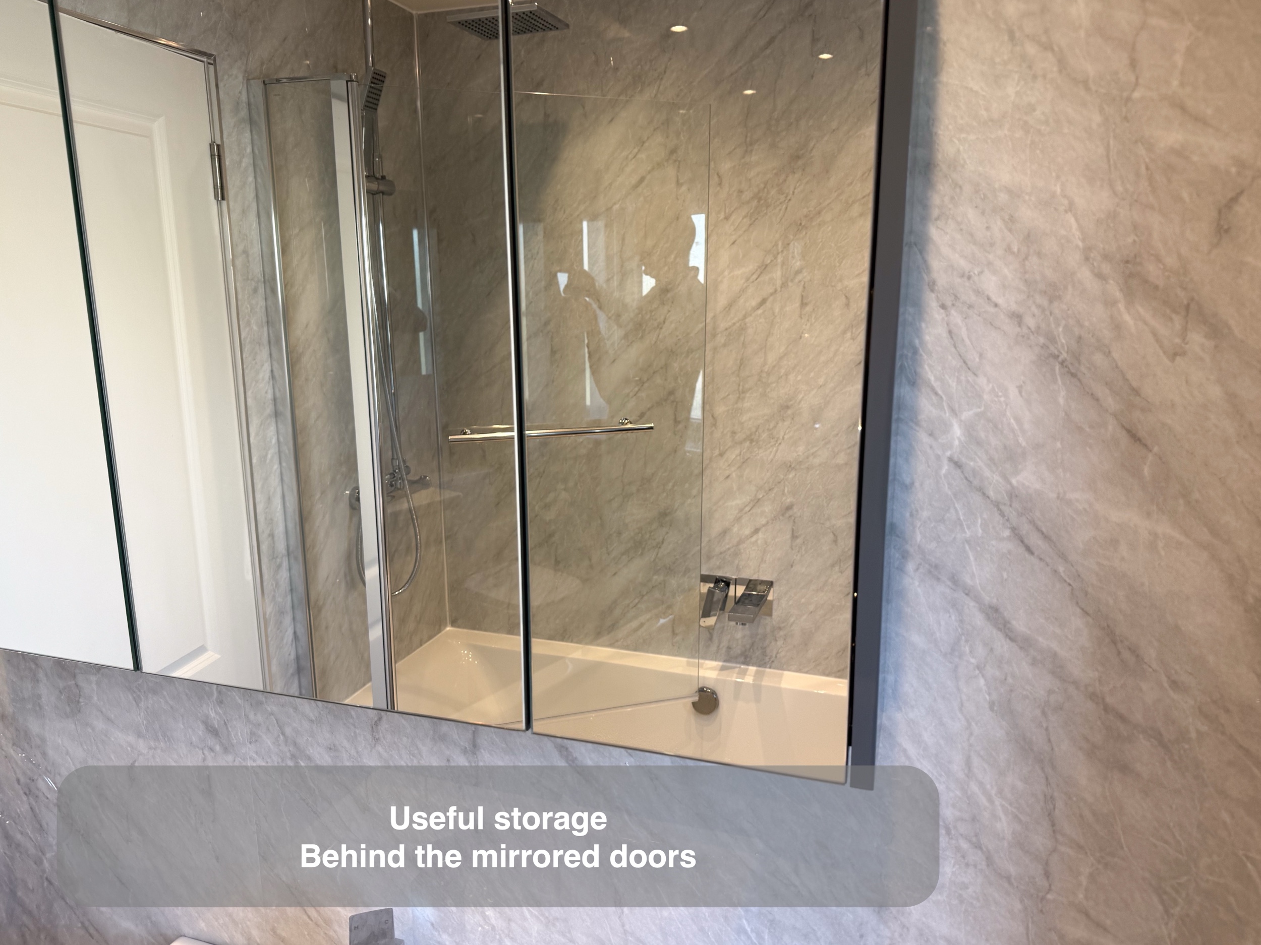 Inverurie bathroom: mirrored cabinet detail