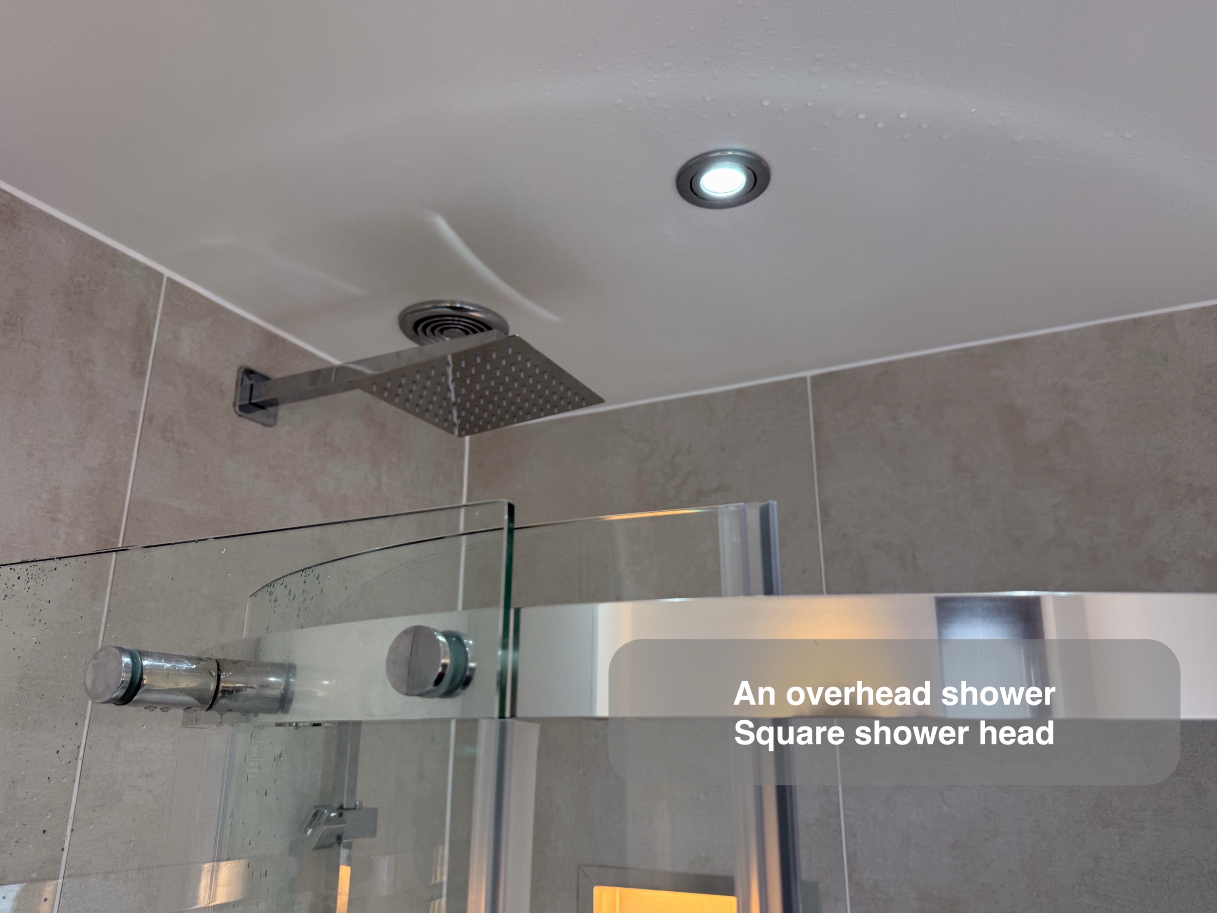 Overhead Shower and Downlight in the Kingswells bathroom project