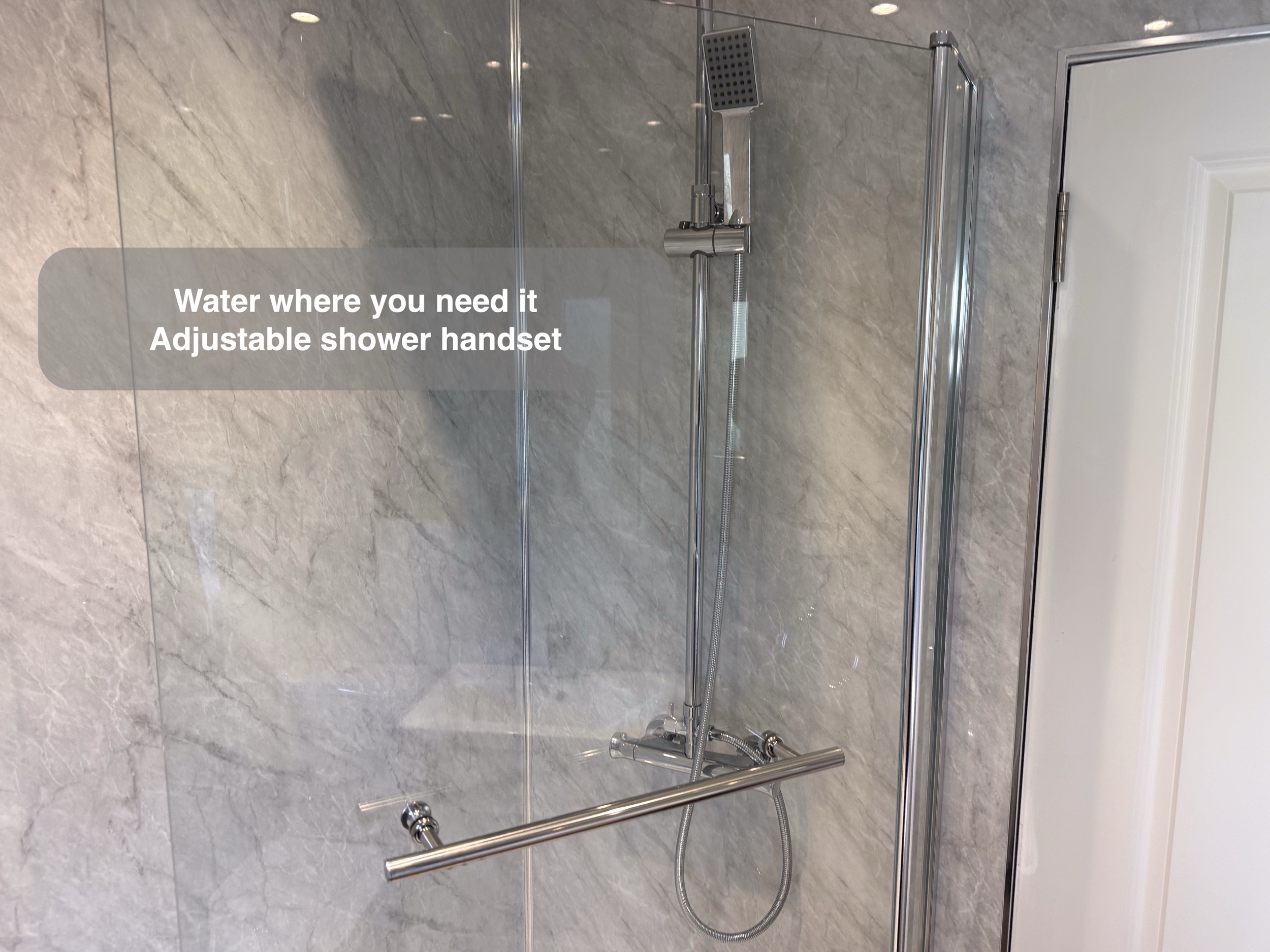 Inverurie bathroom: shower controls and handset